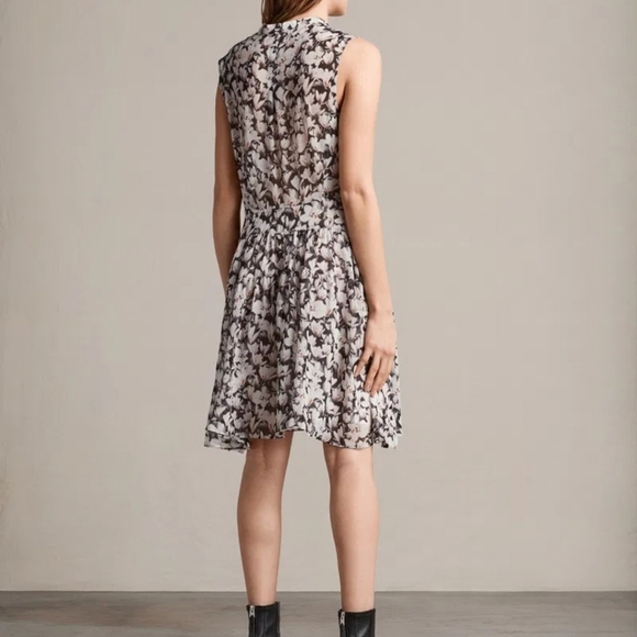 ALL SAINTS Victoria Magnolita Women's Floral Pink & Black Dress Size 0 - Picture 4 of 15
